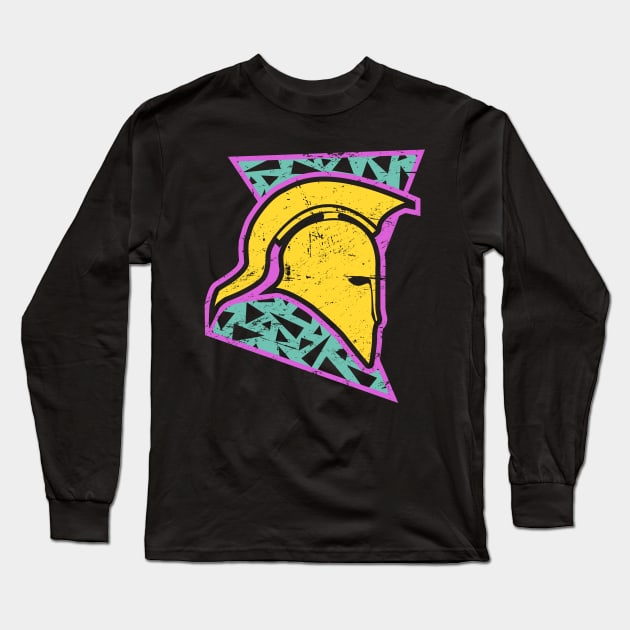 Rad 90s Greek Sparta Helmet Long Sleeve T-Shirt by MeatMan